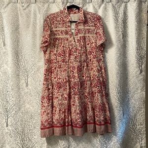 Anthropologie Red Floral Henley Dress